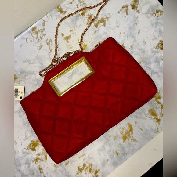 JUDDITH RED CRIMSON GOLD CLUTCH/XBODY - Picture 3 of 5